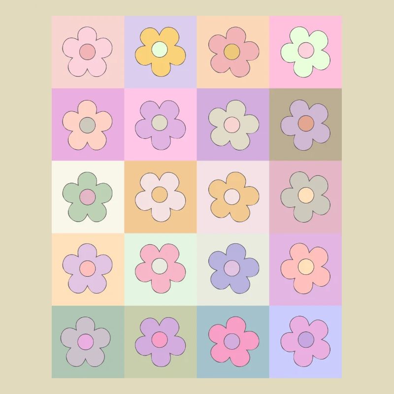 Danish Pastel Aesthetic Retro Flower Pattern