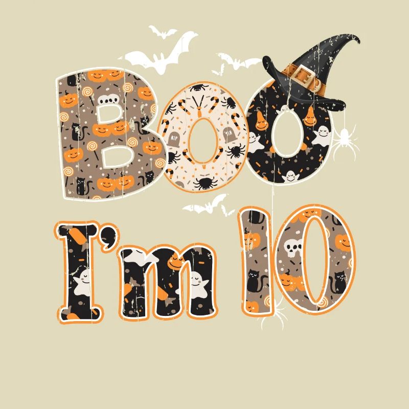 Halloween Pattern Ghost Creatures Birth Age 10