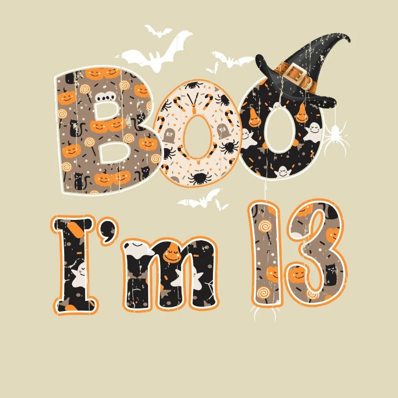 Halloween Pattern Ghost Creatures Birth Age 13