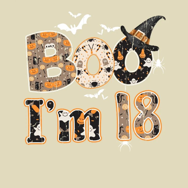 Halloween Pattern Ghost Creatures Birth Age 18