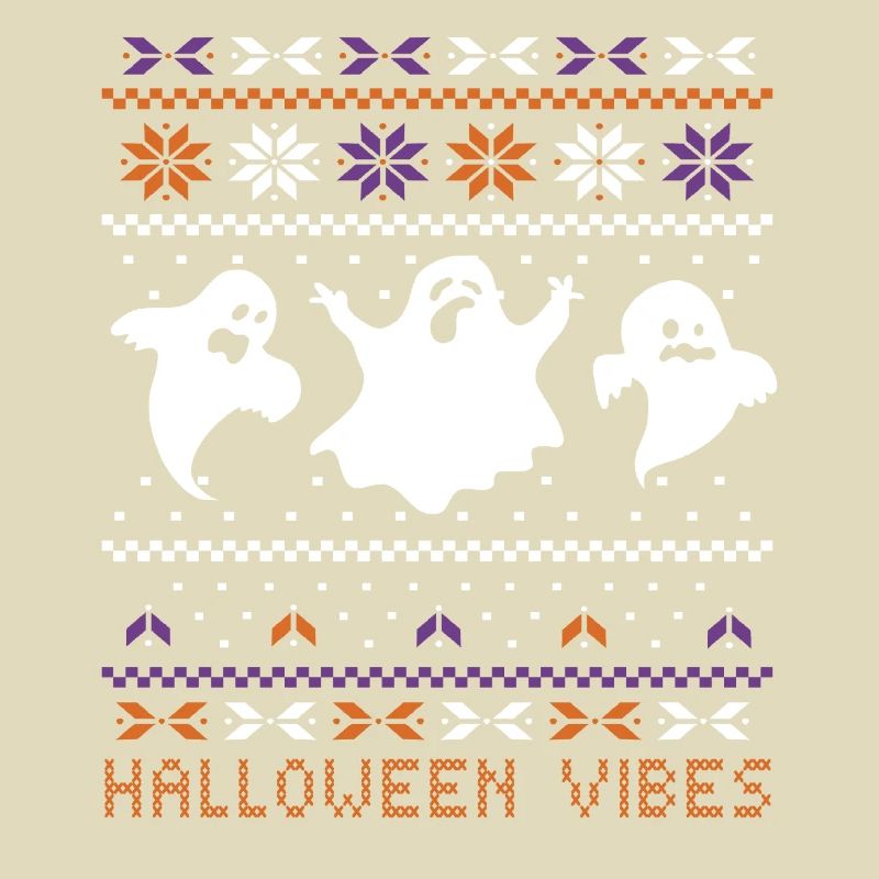 Stitch Pattern Ghost Creatures Vibes Halloween