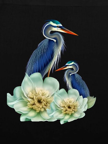 Der elegante Kranich mit Blumen