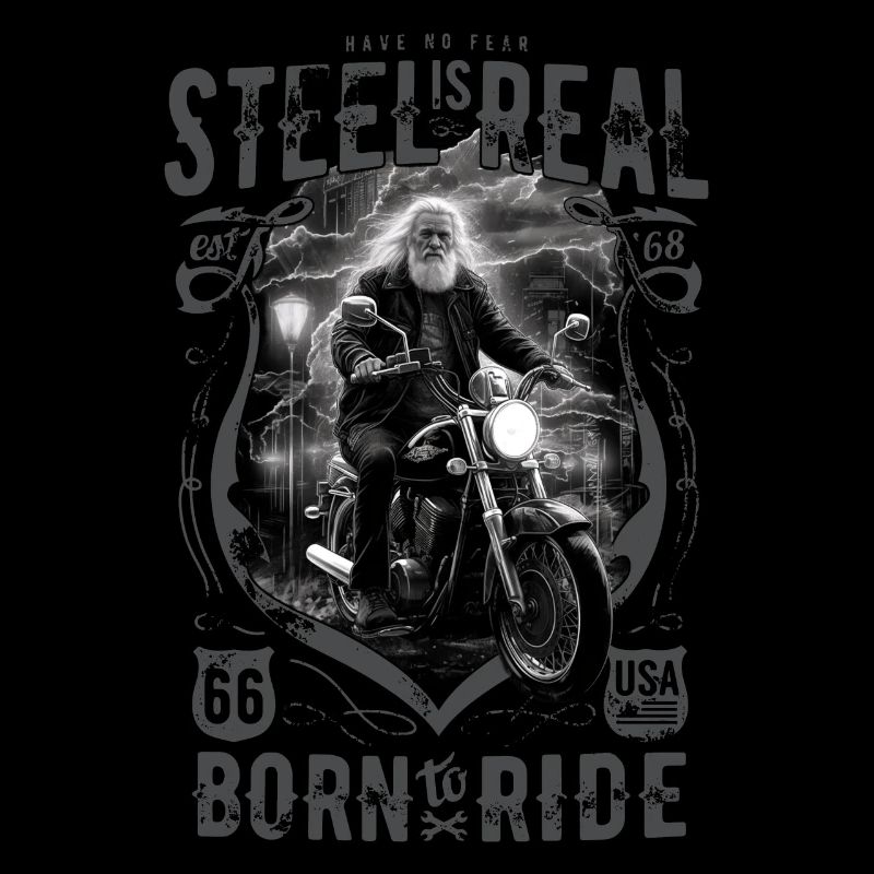 Cool old biker motorcyclist