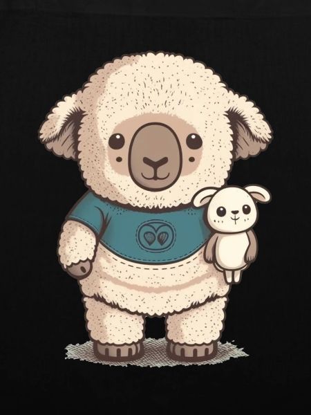 Verschlafenes Schaf mit Kuscheltier