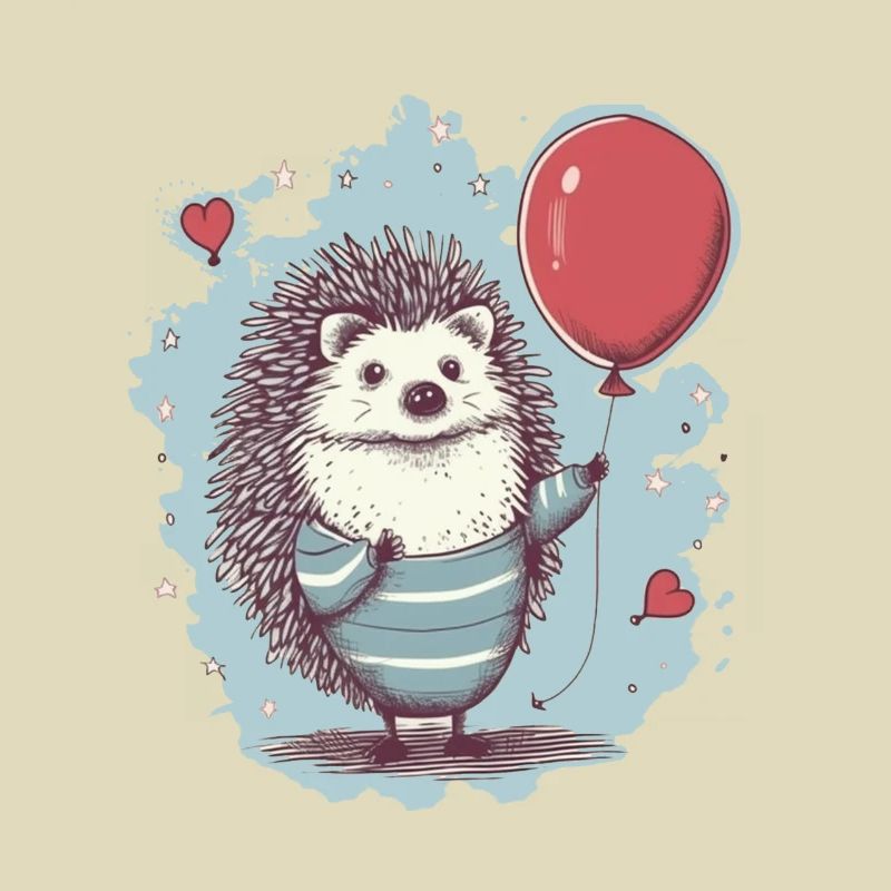 Cute hedgehog with balloon