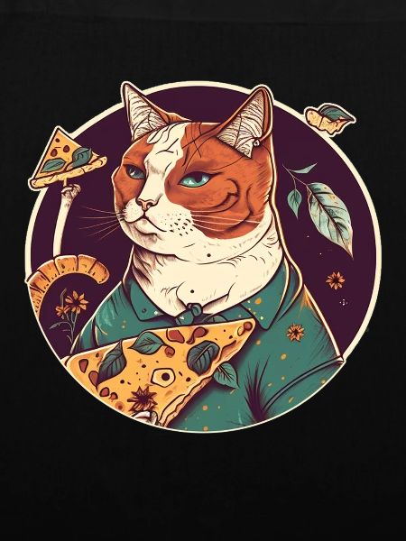 katze mit Pizzastücken