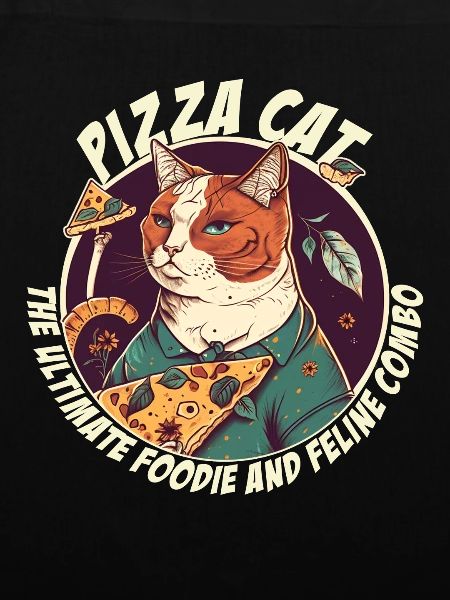 Katze mit Pizzastücken