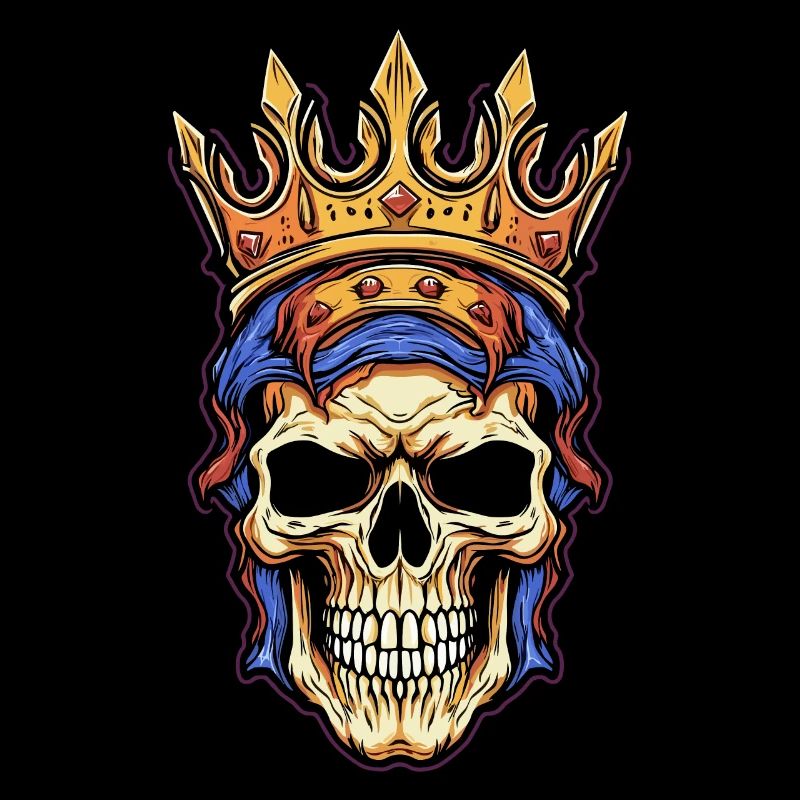Colorful abstract skull with crown