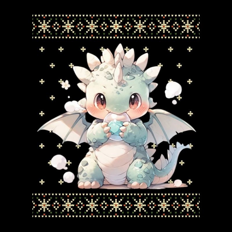 Dragon kawaii dans le style pull de Noël moche