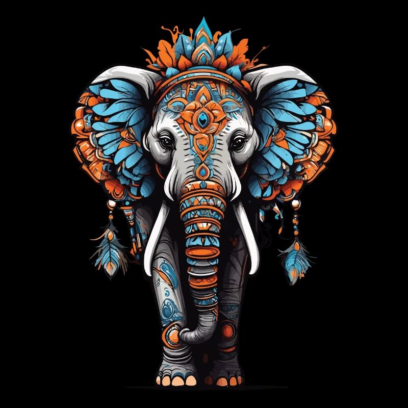 Conception d'attrape-rêves de mandala spirituel d'éléphant