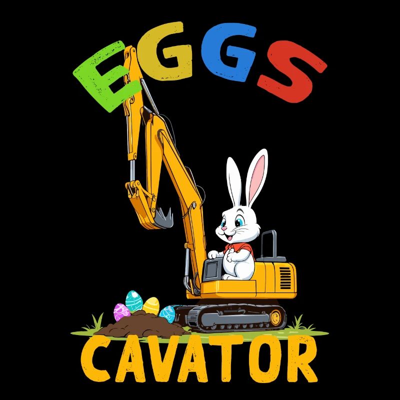 Funny Easter Saying Easter Bunny Excavator Driver