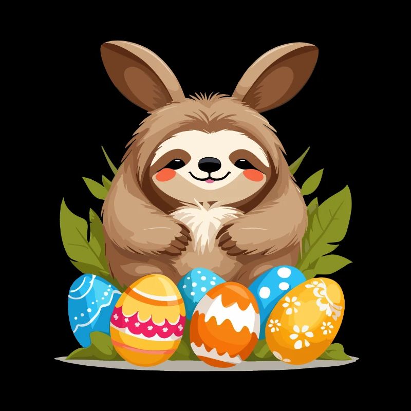 Funny Sloth Easter Bunny Iconic Easter