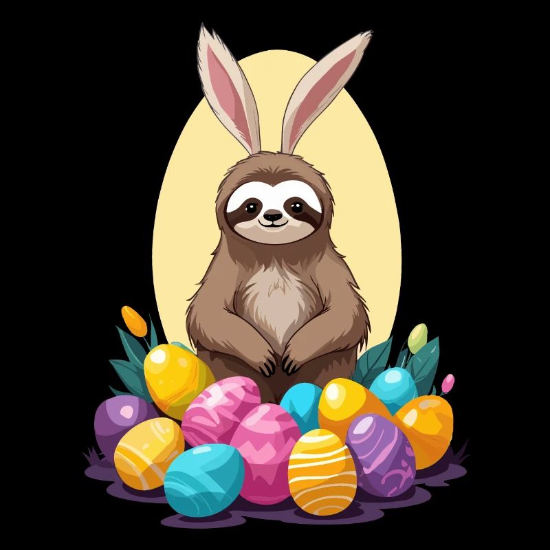 Funny Sloth Easter Bunny Iconic Easter