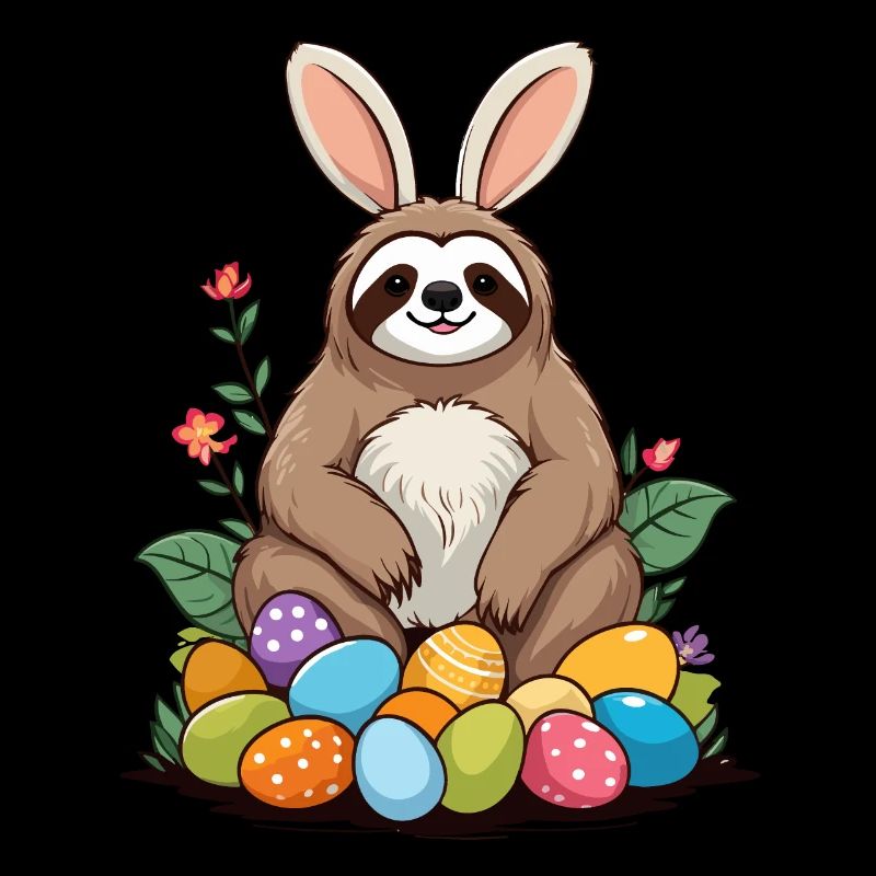 Funny Sloth Easter Bunny Iconic Easter