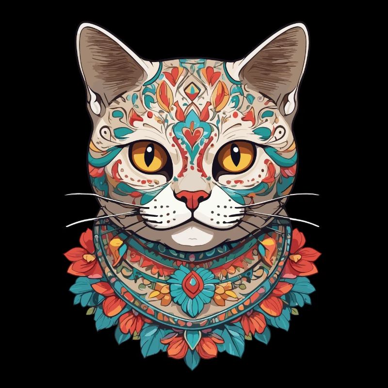 Sugar Skull Mexique chat Design esthétique