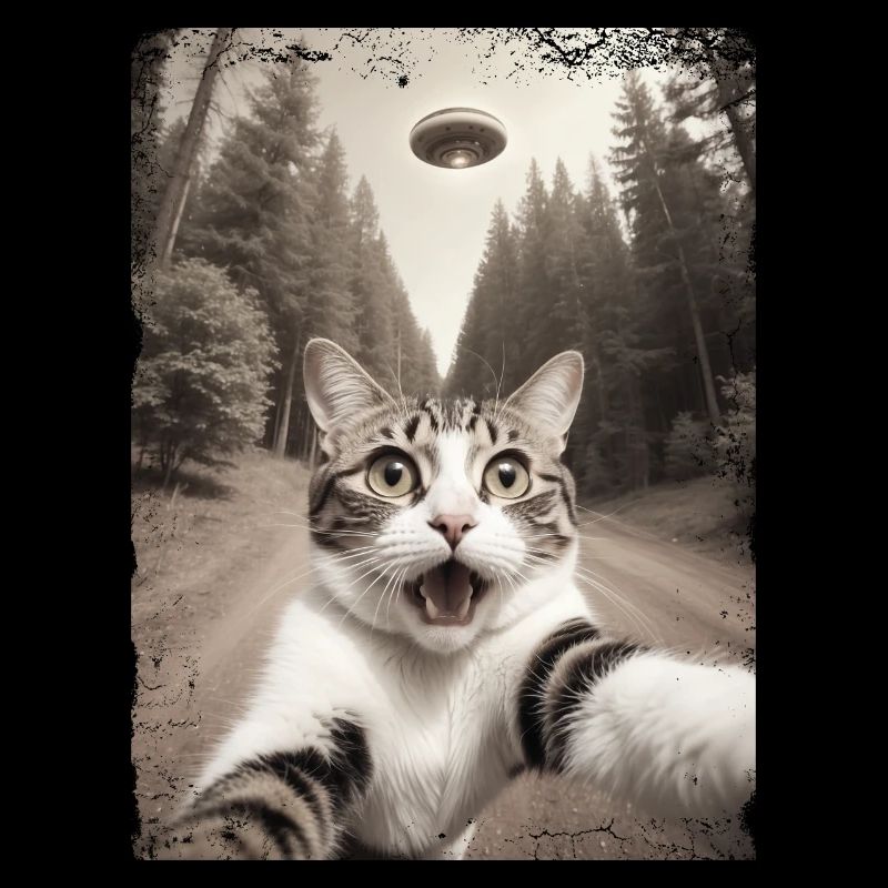 Vaisseau spatial extraterrestre Selfie de chat drôle
