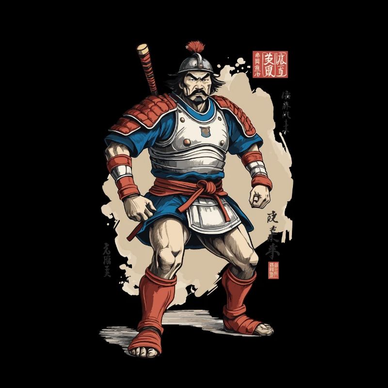 Vintage Ukiyo-E Style Japanese Samurai Artwork