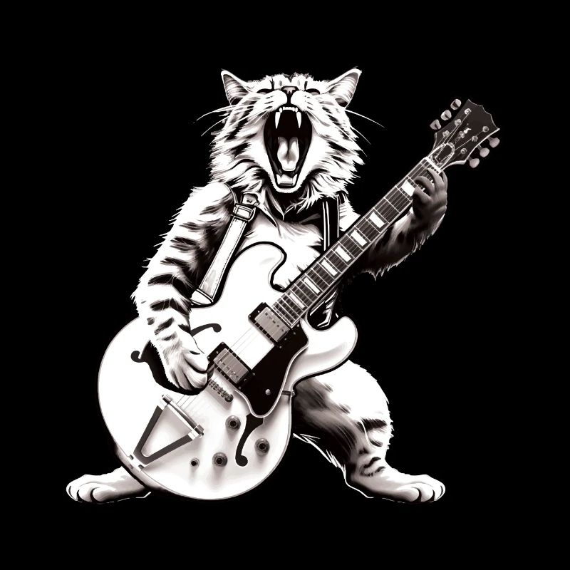 Rocker Cat Playing Guitar Instruments Awesome