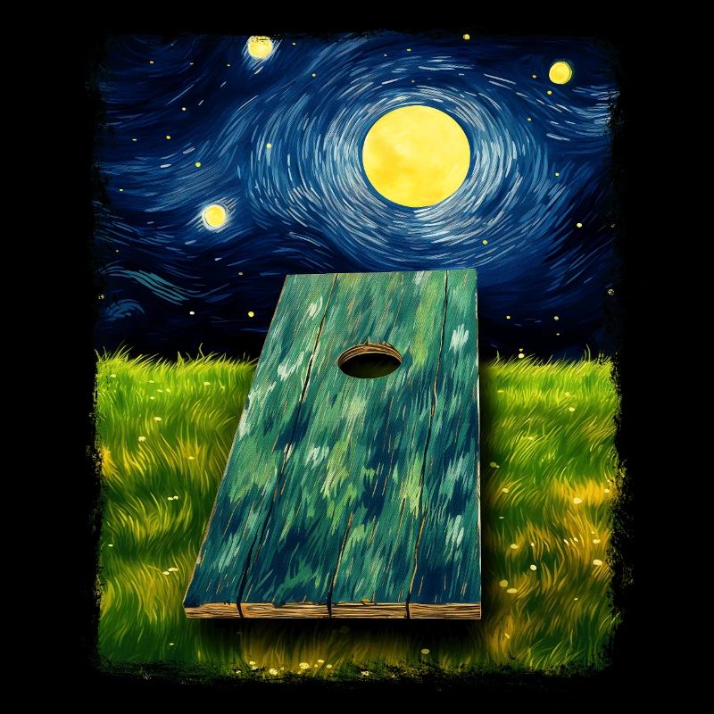 Cornhole Team Player Starry Night Painting