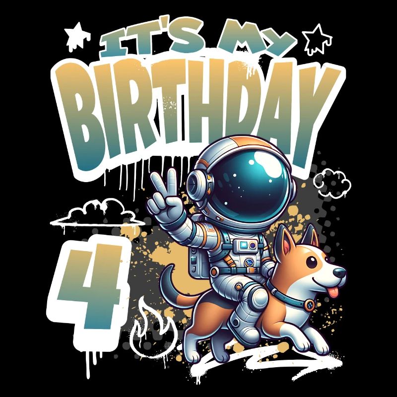 Astronaute 4e anniversaire Chien de l'espace drôle