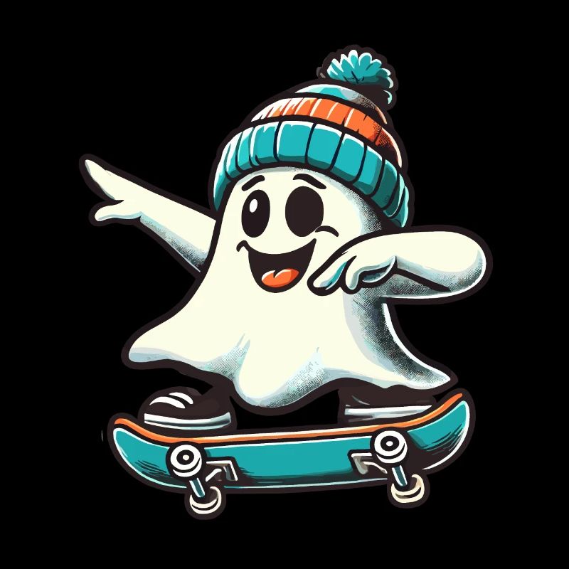 Skateboaring Dabbing Ghost Skateboard Dab