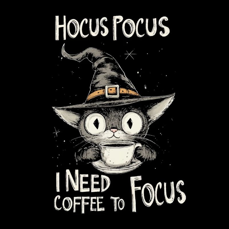 Hocus Pocus Chat Chapeau Sorcière Café Drôle