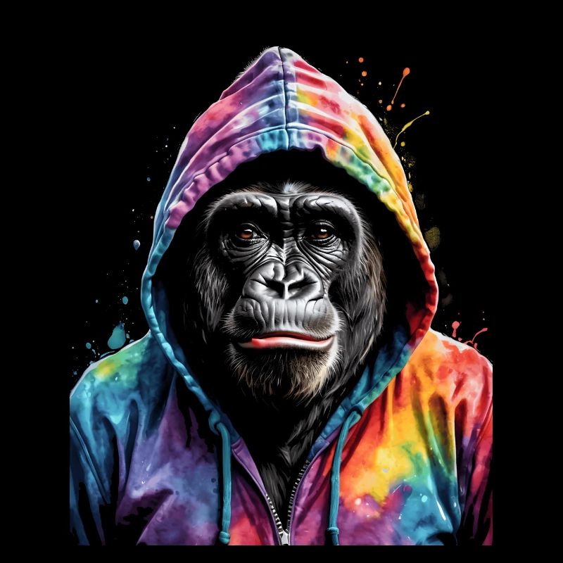 Gorille Sweat à capuche Monkey Imprimé de design d’animaux colorés