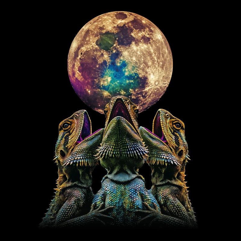 Bearded Dragon Lizard Howling Moon