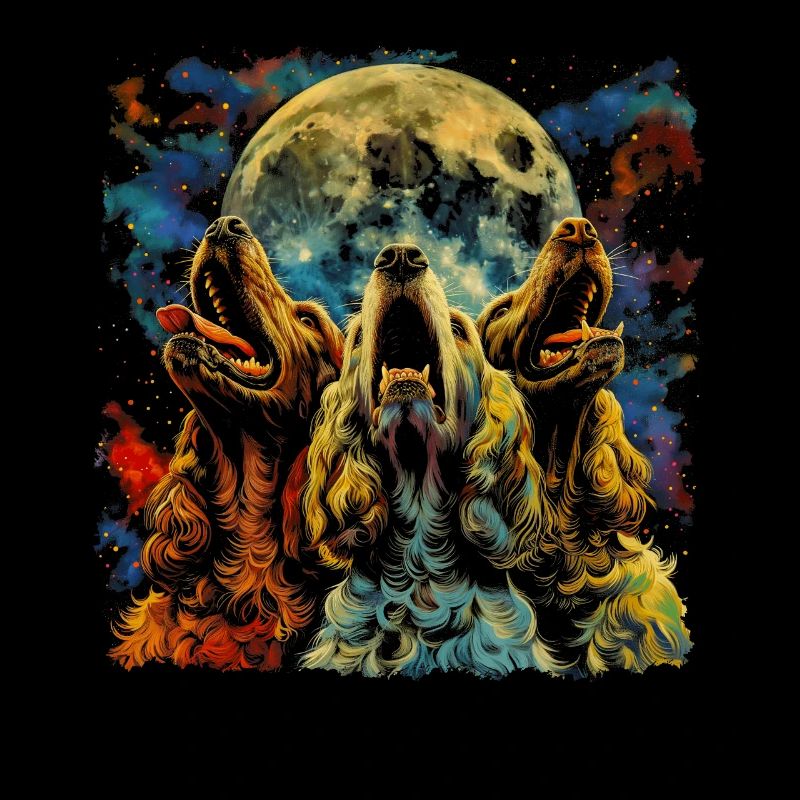 Cocker Spaniel Dog Howling Moon
