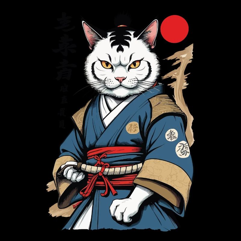 Samurai Katze Vintage Ukiyo-E Aesthetic Japan