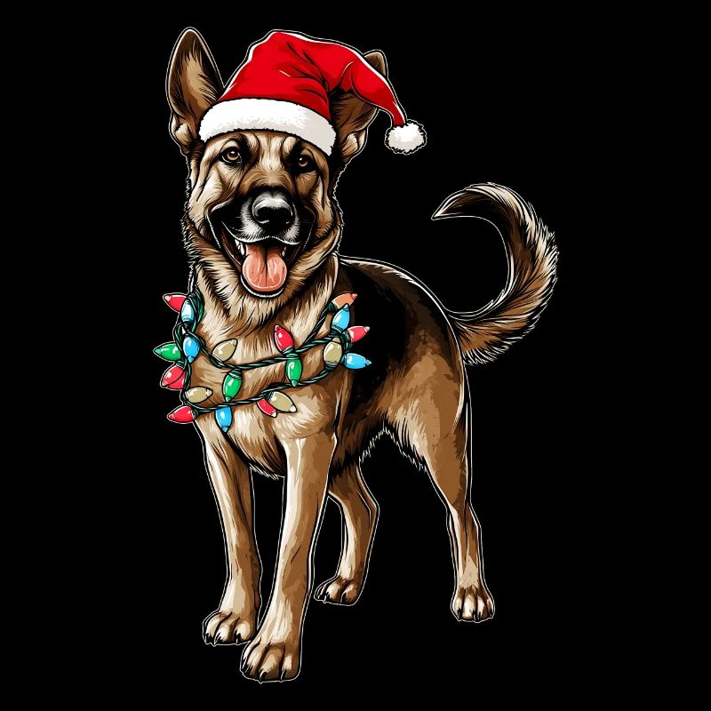 German Shepherd Christmas Hat Xmas