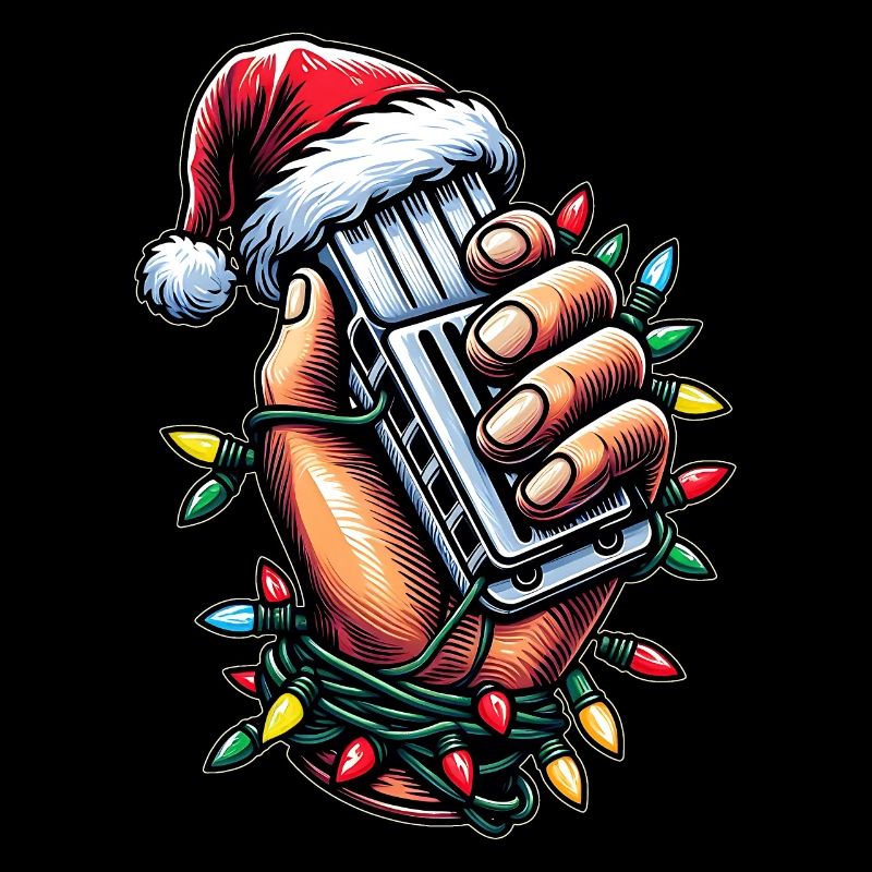 Harmonica Harmonica Joueur Chapeau de Père Noël