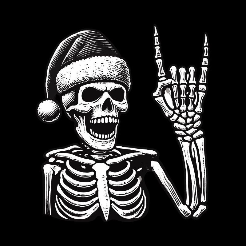 Skeleton With Santa Hat Rocks