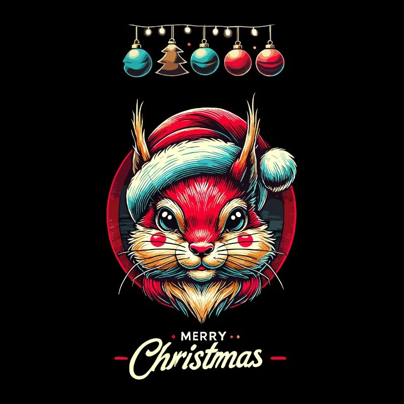 Merry Christmas Squirrel Motif