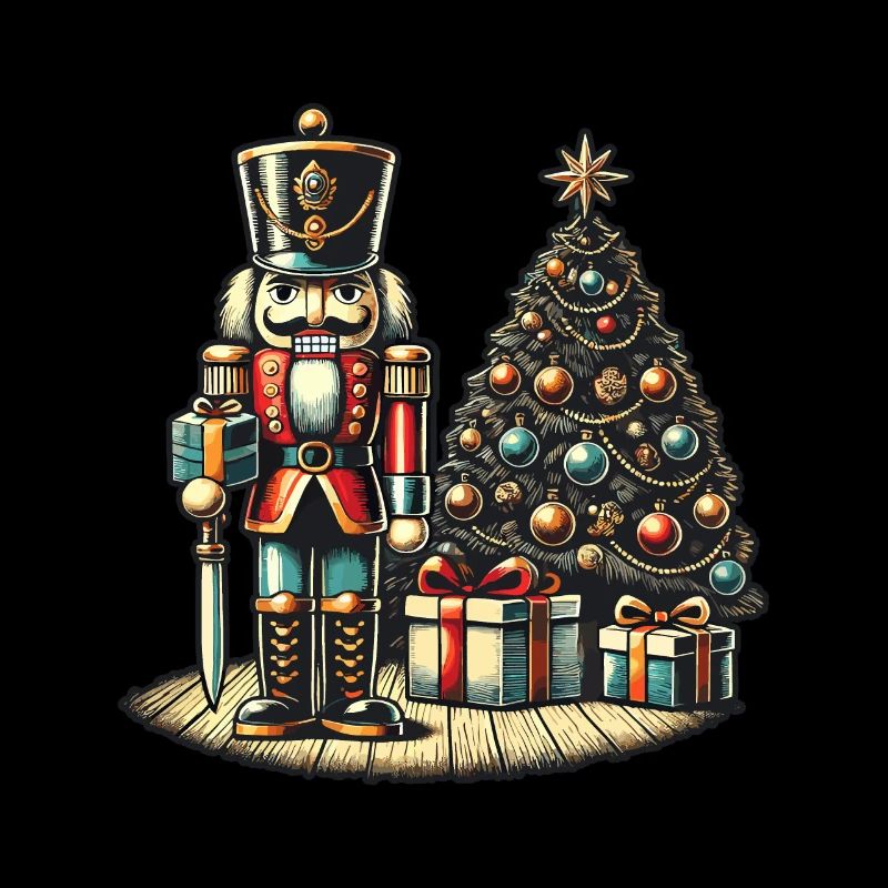Nutcracker and Christmas Tree Art