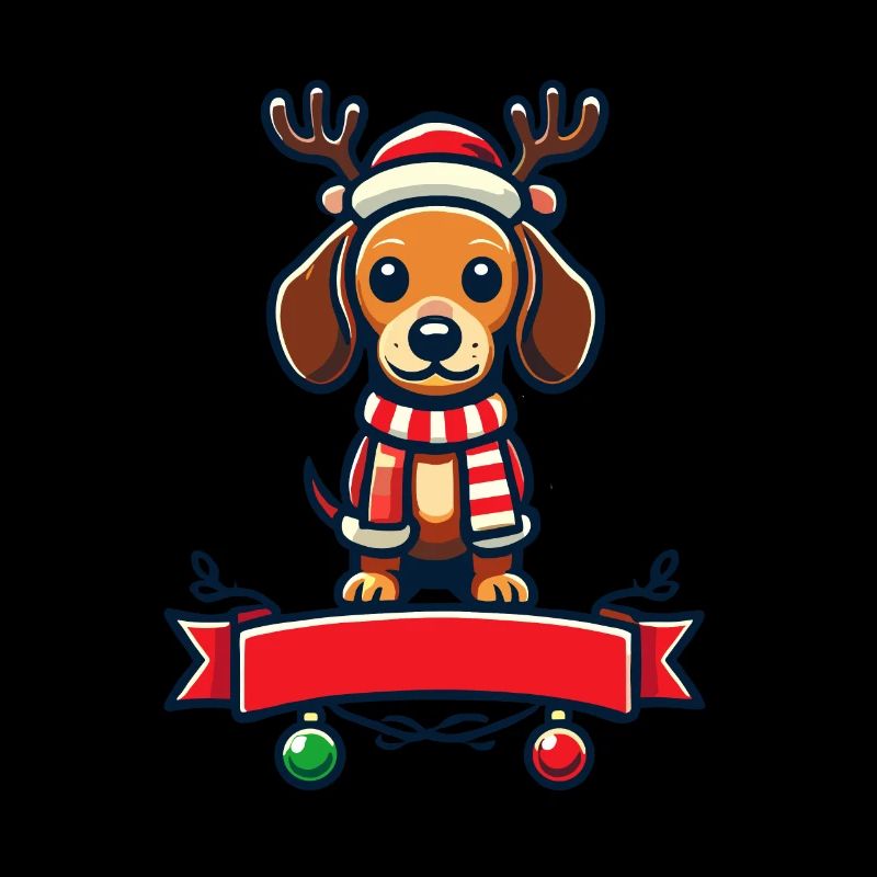 Chien de Noël mignon avec des bois de renne