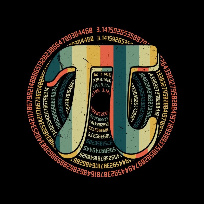 Pi Tag Retro Graphic with Numbers and Icon