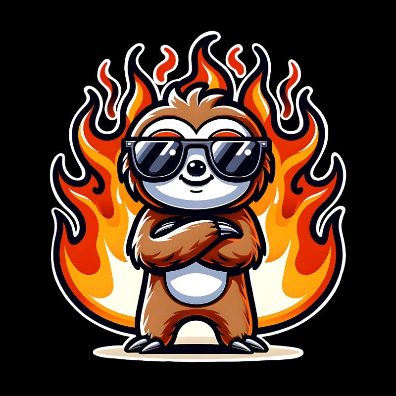 Sloth Cool Flames Fire