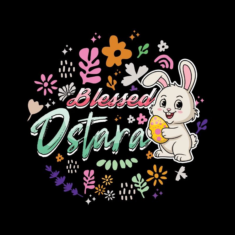 Ostara Lapin joyeux avec des fleurs