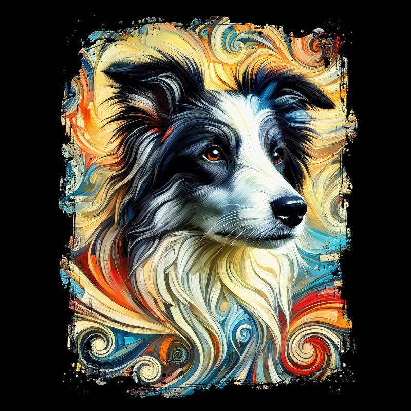 Border Collie artistic and abstract style