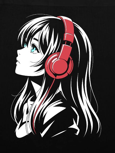 Anime Girl mit Kopfhörer Design