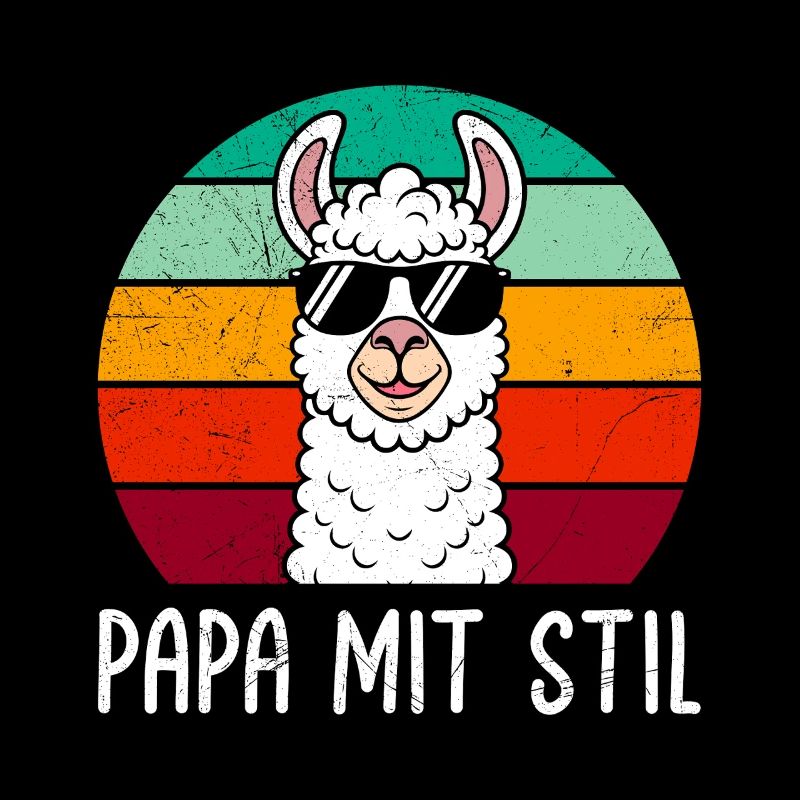 Väter Retro PAPA MIT STIL Lama Lustiges
