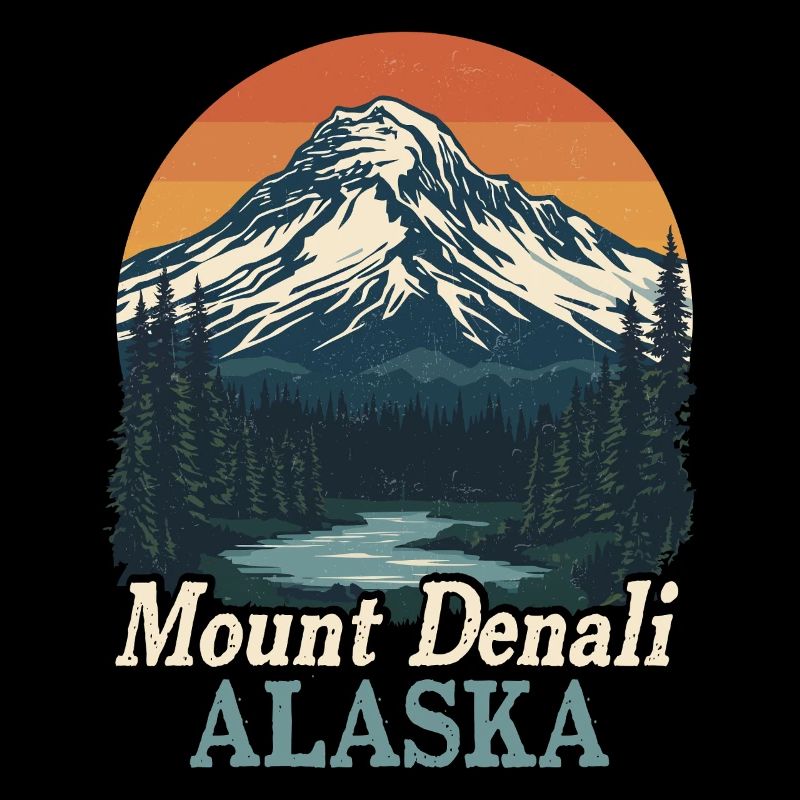 Mount Denali Alaska Retro Landscape