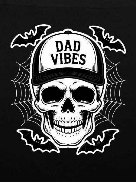 Dad Vibes Skull with Bats