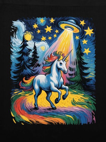 Leuchtendes Einhorn im Sternenrausch