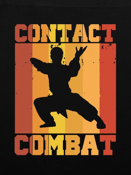 Karate Kungfu Retro Combat Contact Silhouette  