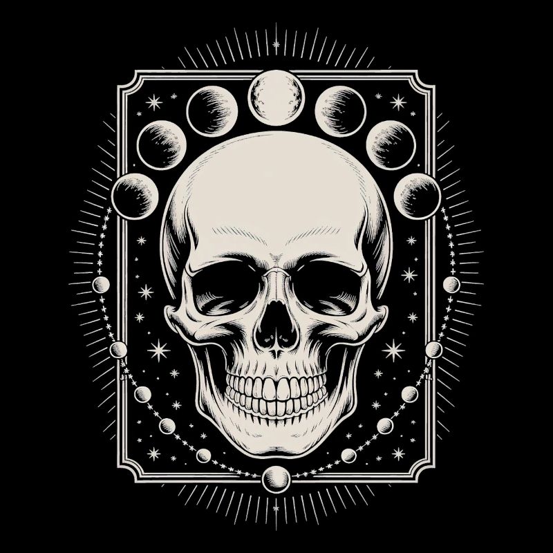 Gothic Totenschädel mit Mondphasen mystisches Design