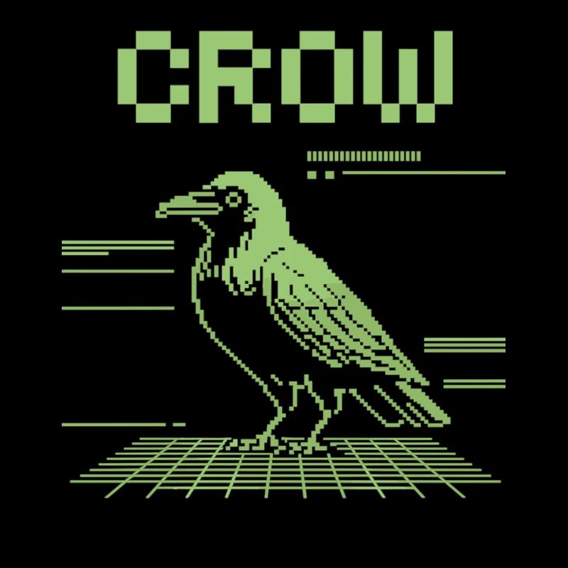 T-shirt rétro Pixel Crow dans le style 8 bits