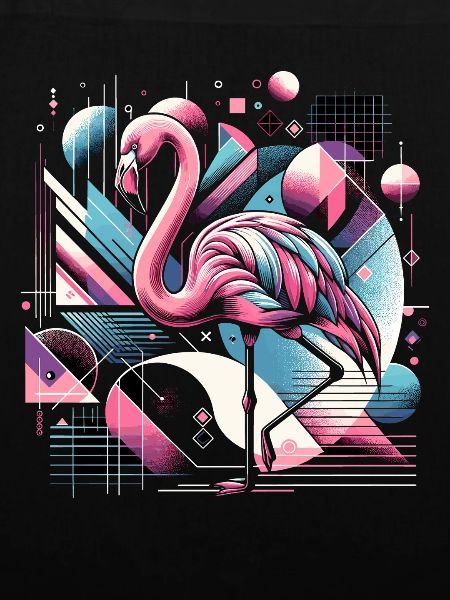 Neon Flamingo Geometric Pop 80s