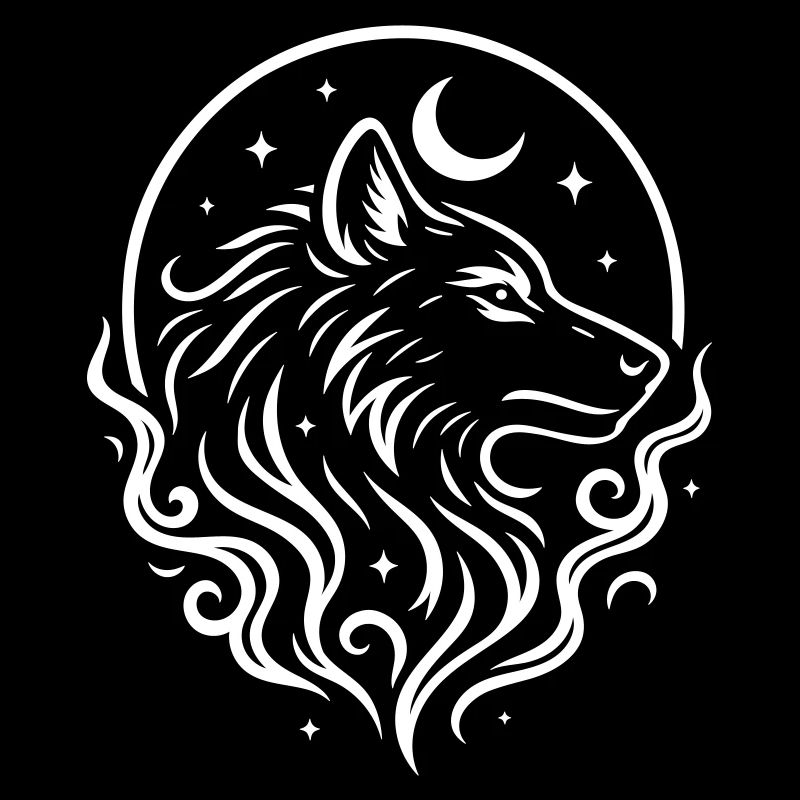 Rauhnächte Mystical Wolf with Moon